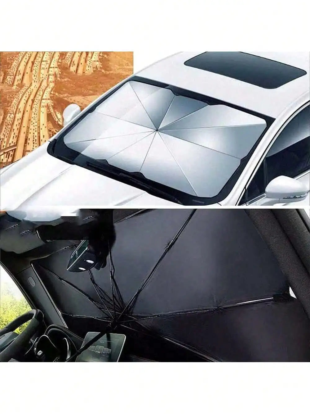 SunShield™ Parasol Premium Tipo Paraguas para Coche