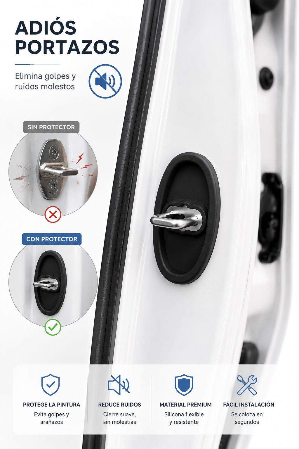 4 Pack SilentLock™ Protector de Cerradura para Coche